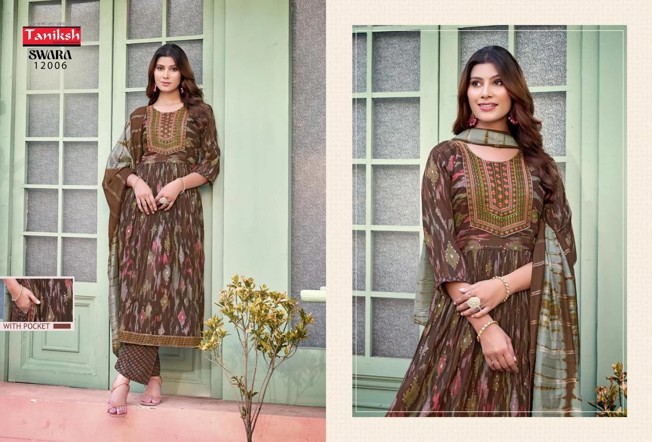 Taniksh Swara Vol 12 Capsule Rayon Print Wholesale Readymade Salwar Suit Catalog — Wholesale Readymade Suit, MPA wholesale from Surat — view 7